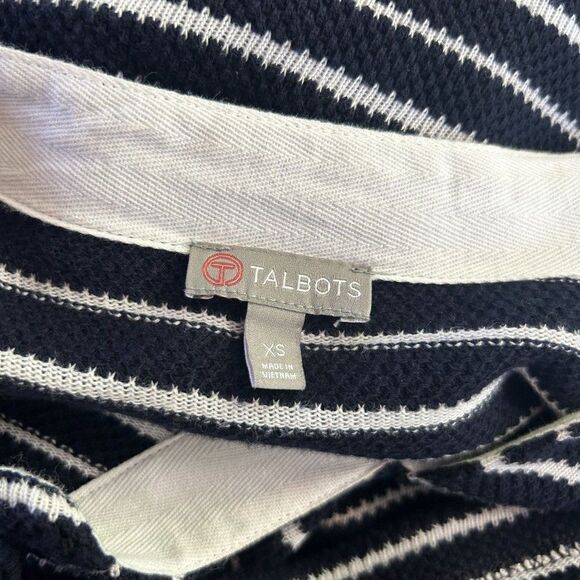 Talbots‎ XS Navy Blue White Striped Knit Nautical Pullover - Picture 2 of 10